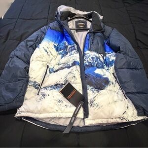 Hawke & Co Blue and White Mountain-Print Ski Jacket